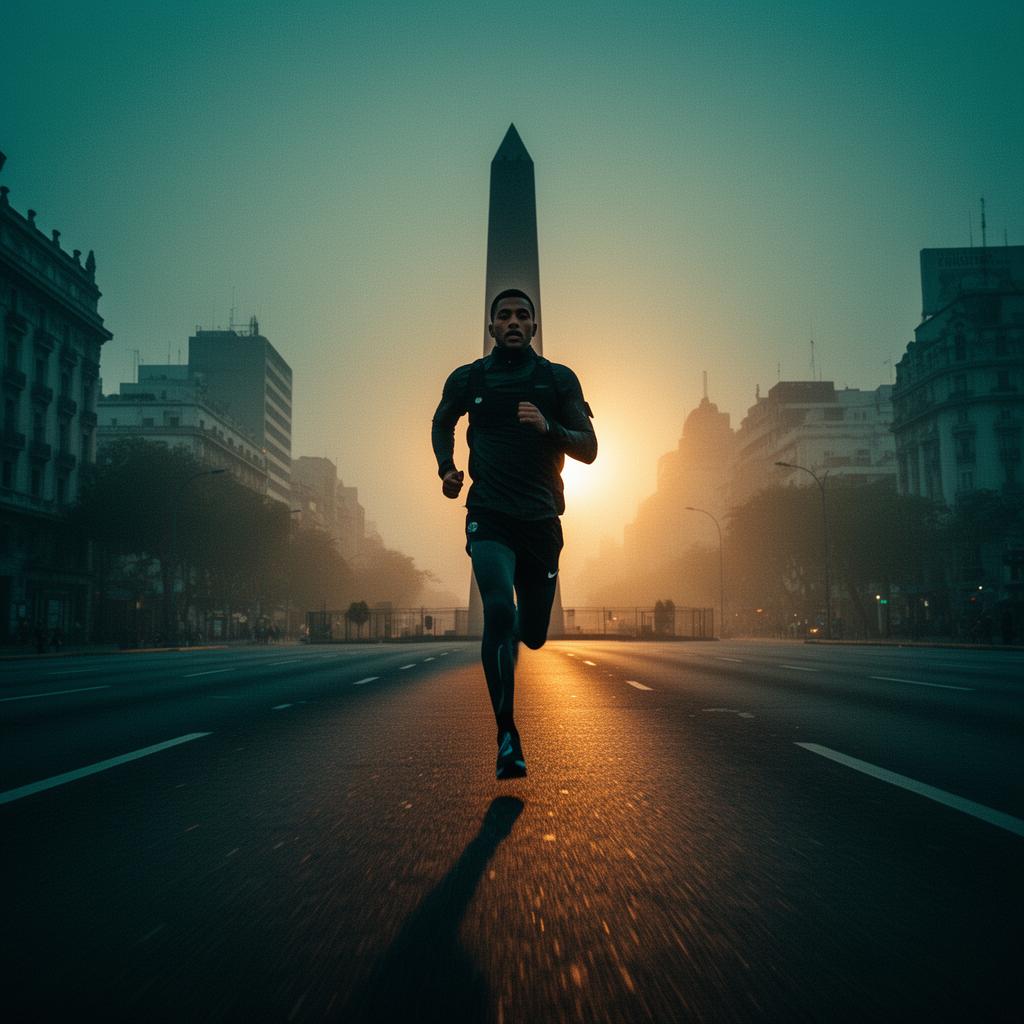 Corredor em Buenos Aires ao amanhecer